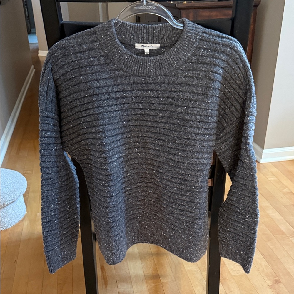 Madewell Charcoal Ribbed Crew Neck Sweater